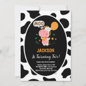 Invitation Moo Moo Je suis Deux Vaches 2e fête d'anniversaire (Devant)
