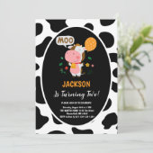 Invitation Moo Moo Je suis Deux Vaches 2e fête d'anniversaire (Debout devant)