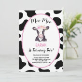 Invitation Moo Moo Je suis deux vaches fille 2e fête d'annive (Debout devant)