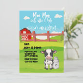Invitation Moo, Moo, look who's TWO, cute cow 2nd birthday (Debout devant)