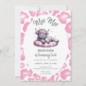 Invitation Moo Moo Rose Cute Cow Girl 2e anniversaire (Devant)