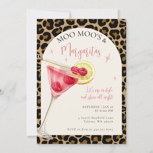 Invitation Moo Moos And Margaritas Party (Devant)