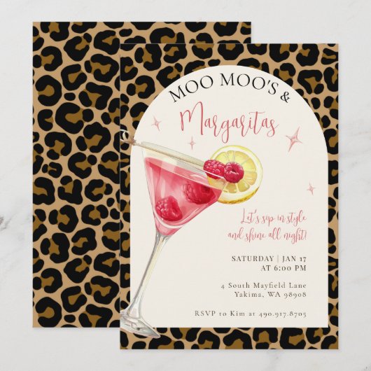 Invitation Moo Moos et Margaritas Soirée (Devant / Derrière)