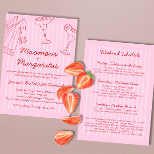 Invitation Moo Moos & Margaritas Bachelorette rose et rouge