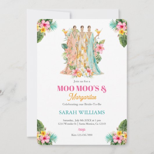 Invitation Moo Moos & Margaritas Fête des mariées (Devant)
