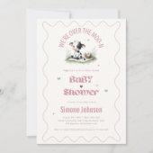 Invitation Moo Vache Baby shower de pique-nique Thème Filles (Devant)