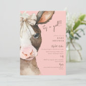 Invitation Moo-ving rose en Vache de Soon avec Baby shower de (Debout devant)