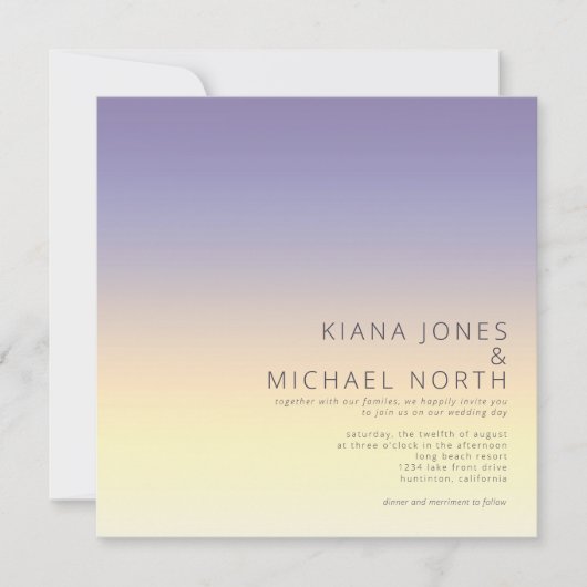 Invitation Mood Gradient Mariage Indigo Sunset ID741 (Devant)