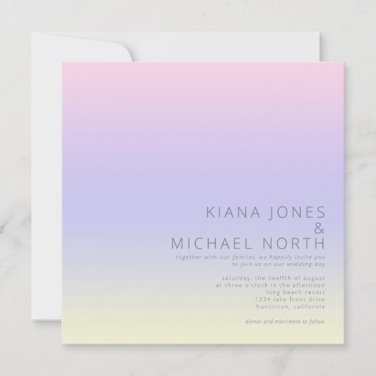 Invitation Mood Gradient Mariage Pastel Dawn ID741 (Devant)