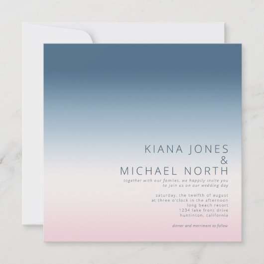 Invitation Mood Gradient Mariage Prussian Sky ID741 (Devant)