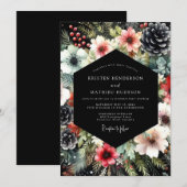 Invitation Moody À feuillage persistant Floral Mariage (Devant / Derrière)