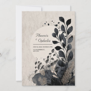 Invitation Moody Abstrait Foliage Mariage