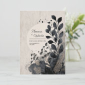 Invitation Moody Abstrait Foliage Mariage (Debout devant)