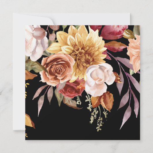 Invitation Moody Automne Élégant Carré Floral Open House (Dos)