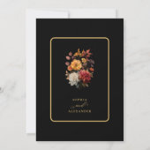 Invitation Moody Black and Rust Automne Floral Mariage (Dos)