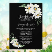 Invitation Moody Black avec marguerites blanches Réception de