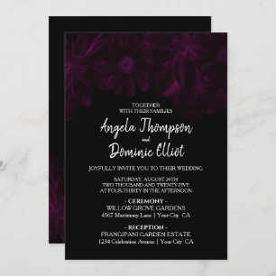 Invitation Moody Black avec Mariage rose