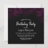 Invitation Moody Black avec rose Floral fête d'anniversaire (Devant)
