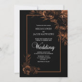 Invitation Moody Black et Sepia Floral Mariage (Devant)