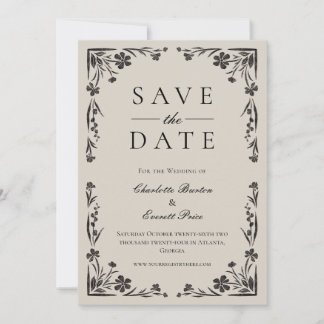 Invitation Moody Black Floral Enregistrer La Date