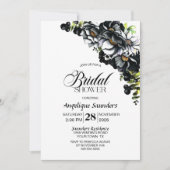 Invitation Moody Black Floral Fête des mariées (Devant)