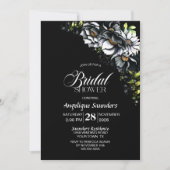 Invitation Moody Black Floral Fête des mariées (Devant)