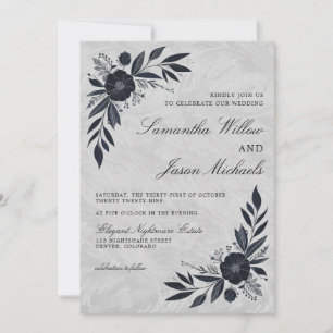 Invitation Moody Black Floral Mariage