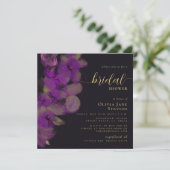 Invitation Moody Black Purple Orchidées Fête des mariées de c (Debout devant)