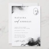Invitation Moody Black Watercolor Mariage (Devant)