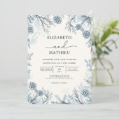 Invitation Moody Bleu Botanique Mariage (Debout devant)
