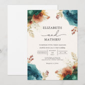 Invitation Moody Bloom Floral Mariage (Devant / Derrière)
