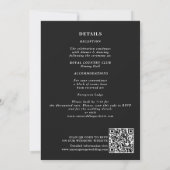 Invitation Moody Blue Black Elegant Floral Mariage QR Code (Dos)