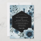 Invitation Moody Blue Floral Mariage botanique (Devant)