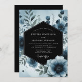 Invitation Moody Blue Floral Mariage botanique (Devant / Derrière)