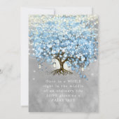 Invitation Moody Blue Grey Silver Heart Leaf Mariage Arbre (Dos)
