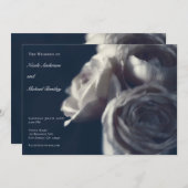 Invitation Moody Blue Shabby Chic Roses mariage élégant (Devant / Derrière)