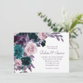 Invitation Moody Boho | Bouquet floral pourpre de prune d'aub (Debout devant)