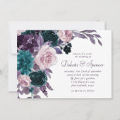 Invitation Moody Boho | Bouquet floral pourpre de prune d'aub (Devant)