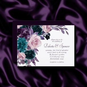 Invitation Moody Boho   Bouquet floral pourpre de prune d'aub