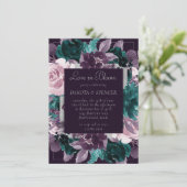 Invitation Moody Boho | Eggplant foncé violet douche florale (Debout devant)