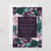 Invitation Moody Boho | Eggplant foncé violet douche florale (Devant)