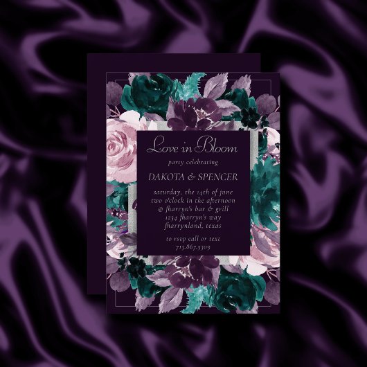 Invitation Moody Boho | Eggplant foncé violet douche florale
