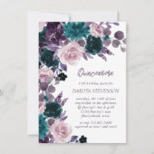 Invitation Moody Boho | Eggplant pourpre et Quinceanera Turqu (Devant)