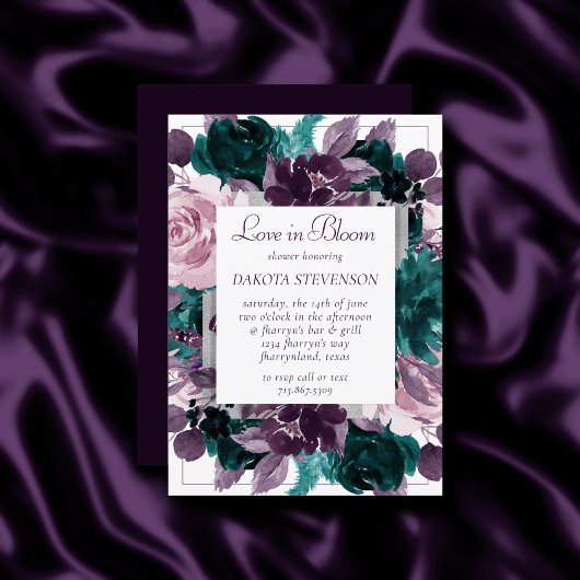 Invitation Moody Boho | Eggplant Purple Amour Turquoise en Fl