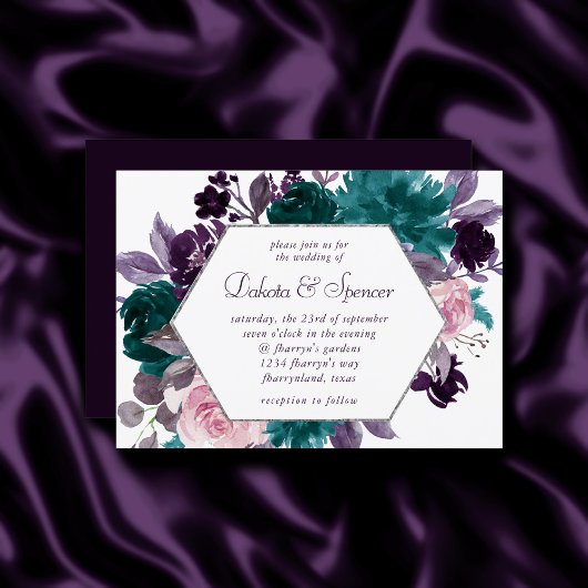 Invitation Moody Boho | Eggplant Purple Flore Cadre