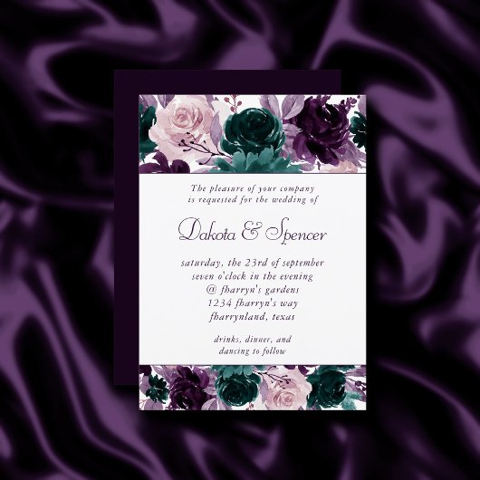 Invitation Moody Boho | Eggplant Purple Garland Mariage