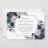 Invitation Moody Boho | Eggplant violet et Rose Turquoise Mar (Devant)