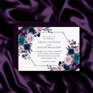 Invitation Moody Boho   Eggplant violet et Rose Turquoise Mar