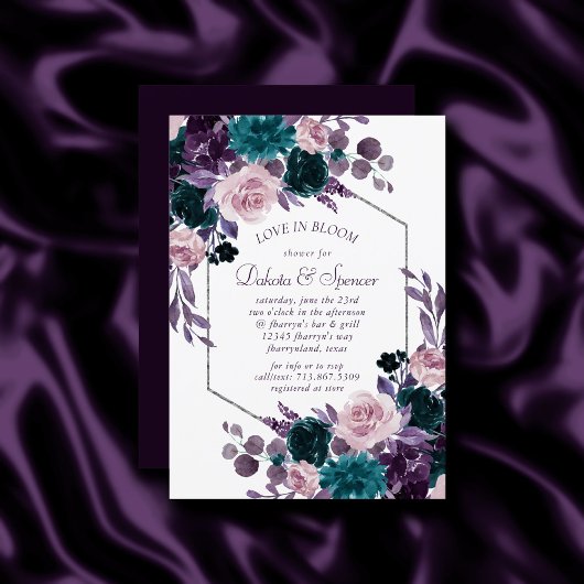 Invitation Moody Boho | Fête des mariées florale pourpre de l