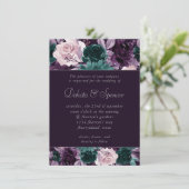 Invitation Moody Boho | Grotte foncée pourpre et Turquoise (Debout devant)